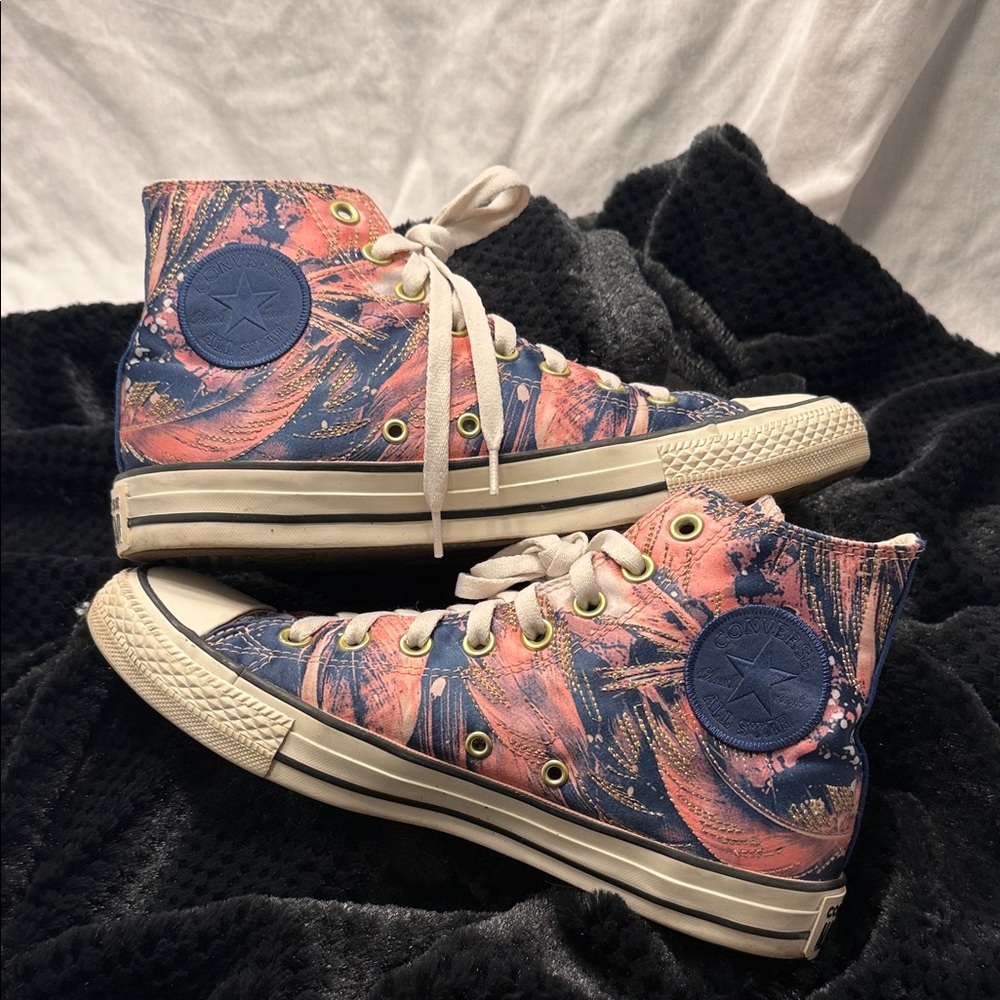 Converse Chuck All Star High Tops - Pink, blue, and gold, Size 9
